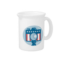 American DSLR Camera Stars and Stripes Flag Beverage Pitcher