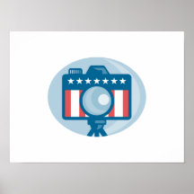 American DSLR Camera Stars and Stripes Flag Posters