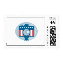 American DSLR Camera Stars and Stripes Flag Stamp