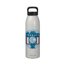 American DSLR Camera Stars and Stripes Flag Reusable Water Bottles