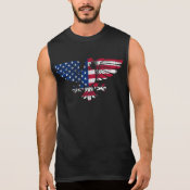 American Eagle and Flag Design. Sleeveless Tshirt. Sleeveless Tee