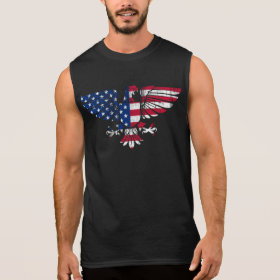 American Eagle and Flag Design. Sleeveless Tshirt.