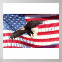 American Eagle and Flag Poster