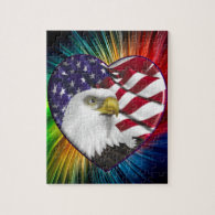 American Eagle n Flag Jigsaw Puzzle