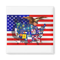 American Eagle US flag USA states magnets