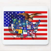 American Eagle US flag USA states Mouse Pads
