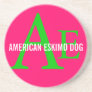 American Eskimo Dog Breed Monogram Beverage Coaster