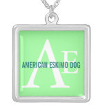 American Eskimo Dog Breed Monogram Necklace