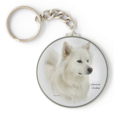 American Eskimo Dog Gifts Art Key Chains by DogsByDezign