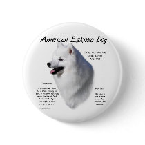 American Eskimo Dog History Design Button