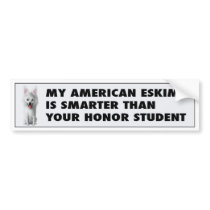 American Eskimo Honor Student bumper stickers