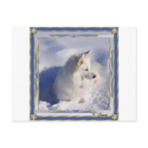 American Eskimo Ornament Frame postcards by Sunstruck American Eskimo Ornament Frame postcards