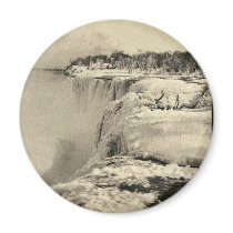American Fall in winter, Niagara rare Photochrom Magnet