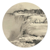 American Fall in winter, Niagara rare Photochrom Round Stickers