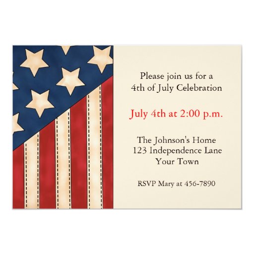 American Flag 5x7 Paper Invitation Card | Zazzle