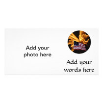 American Flag and Angel Fireworks Custom Photo Card