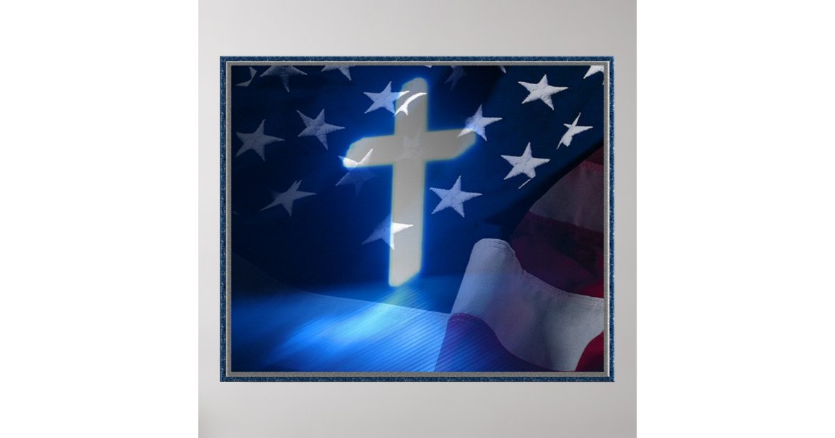 American Flag And Christian Cross Fascism Poster Zazzle