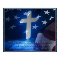 American Flag and Christian Cross, Fascism Quote posters