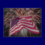 American Flag and Firework postcards
