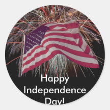 American Flag and Firework Sticker