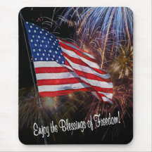 American Flag And Fireworks Design Mousepad