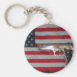 American Flag and Gun Keychain