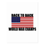 American Flag Back To Back World War Champs Postcards