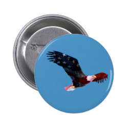 American Flag Bald Eagle Pinback Button
