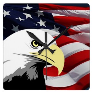 American Flag, Bald Eagle Clock