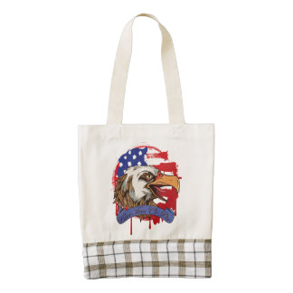 American Flag Bald Eagle Live Free Or Die Zazzle HEART Tote Bag