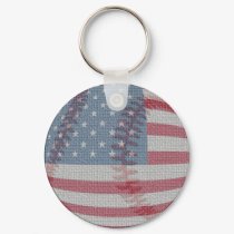 American Flag Baseball Keychain