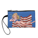 American Flag Bikini Pinup Girl by Al Rio Coin Purse