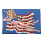 American Flag Bikini Pinup Girl by Al Rio Travel Accessory Bags