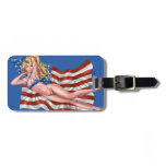 American Flag Bikini Pinup Girl by Al Rio Bag Tag