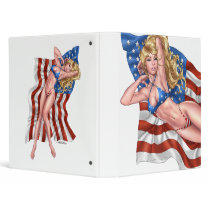 American Flag Bikini Pinup Girl by Al Rio Binders