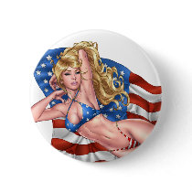 American Flag Bikini Pinup Girl by Al Rio