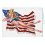 American Flag Bikini Pinup Girl by Al Rio Greeting Card