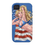 American Flag Bikini Pinup Girl by Al Rio Vibe iPhone 4 Covers