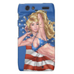 American Flag Bikini Pinup Girl by Al Rio Motorola Droid RAZR Cases