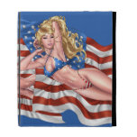 American Flag Bikini Pinup Girl by Al Rio iPad Folio Cover