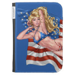 American Flag Bikini Pinup Girl by Al Rio Kindle Keyboard Covers