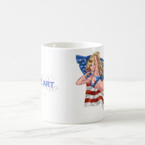 american, flag, bikini, girl, woman, blond, legs, rio, pinup, red white and blue, al rio, Mug with custom graphic design