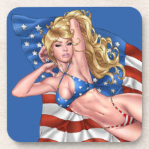 american, flag, blond, bikini, girl, pinup, art, al rio, patriotic, waving, drawing, artwork, [[missing key: type_fuji_coaste]] with custom graphic design