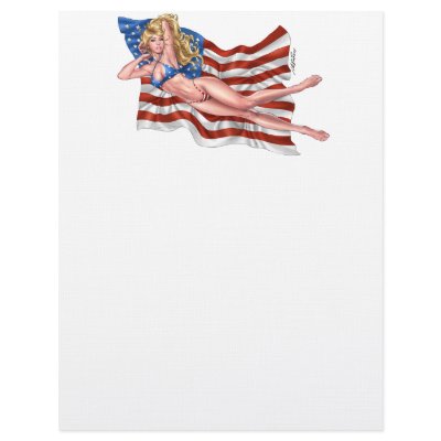 American Flag Bikini Pinup Girl by Al Rio Letterhead Template by AlRioArt