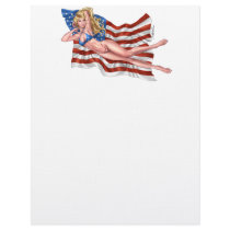 American Flag Bikini Pinup Girl by Al Rio Letterhead Template