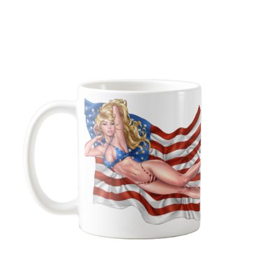 American Flag Bikini Pinup Girl by Al Rio Mug by AlRioArt