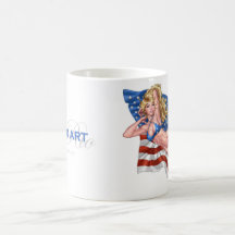 American Flag Bikini Pinup Girl by Al Rio Coffee Mugs