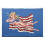 American Flag Bikini Pinup Girl by Al Rio Placemat