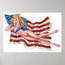 American Flag Bikini Pinup Girl by Al Rio Posters