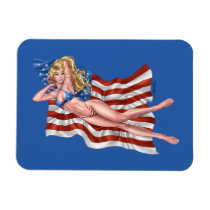 american, flag, blond, bikini, girl, pinup, art, al rio, patriotic, waving, drawing, artwork, [[missing key: type_fuji_fleximagne]] with custom graphic design